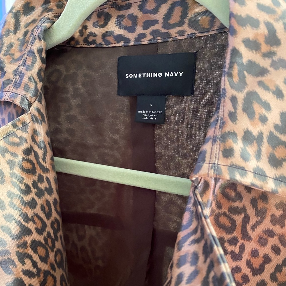 Something Navy Leopard Print Trench Coat Small - Picture 9 of 9